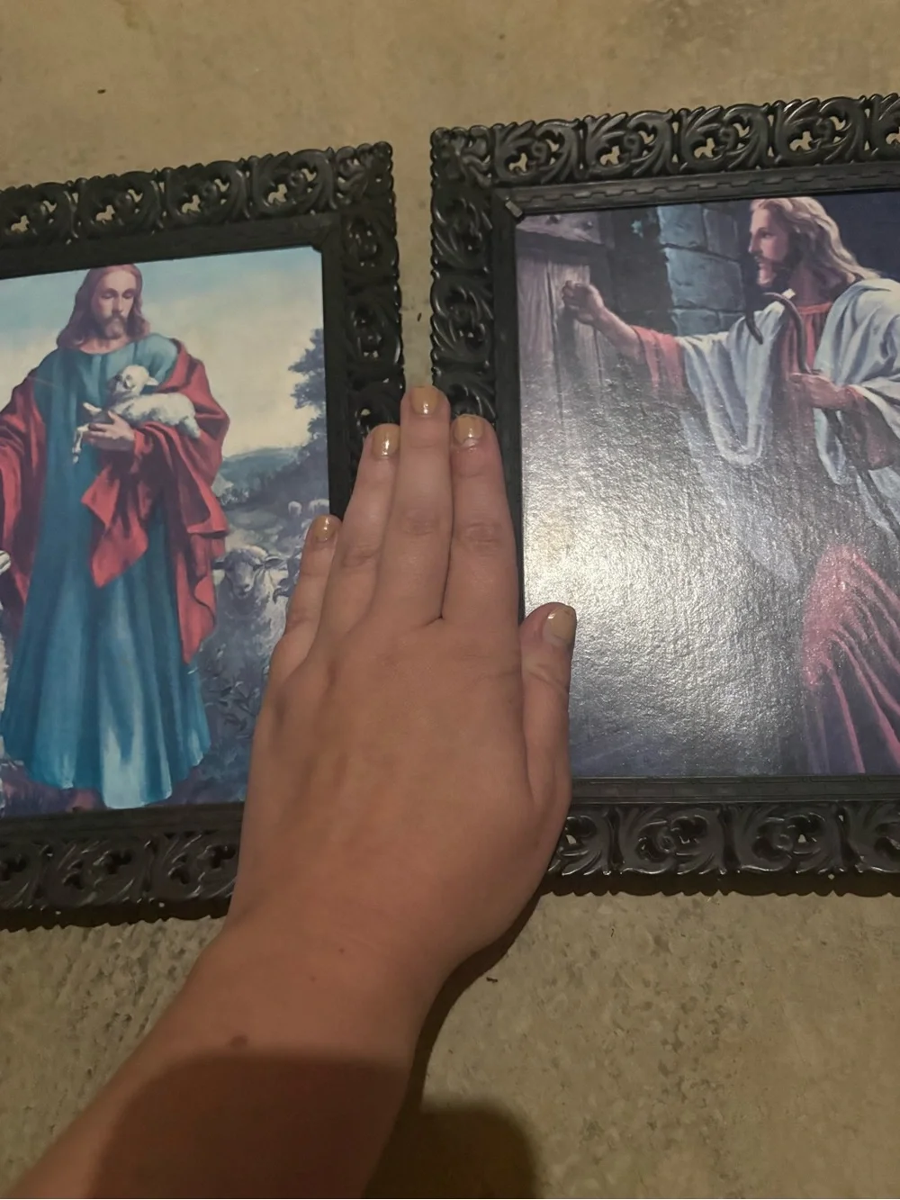 Vintage Religious Art Prints in Ornate  PlasticBlack Frames